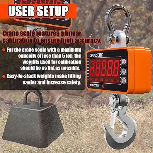 YATOINTO 1000kg/2000lb Digital Crane Scale Heavy-Duty Industrial Hanging Scale with Remote Control Smart Type LED Display CE Certified Electronic Weighing Crane Scale (Orange)