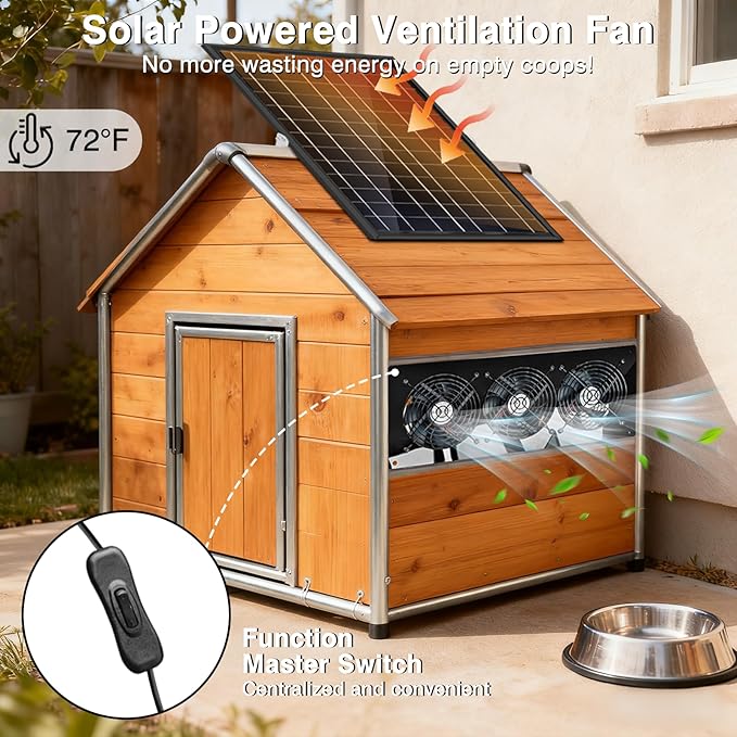 Solar Exhaust Fan,25W Solar Fan for Chicken Coop,Shed,Greenhouse & Attic Ventilation Cooling, Easy Installation,3500RPM,18FT Cord,IP67 Waterproof Solar Powered 3 Fan Kit