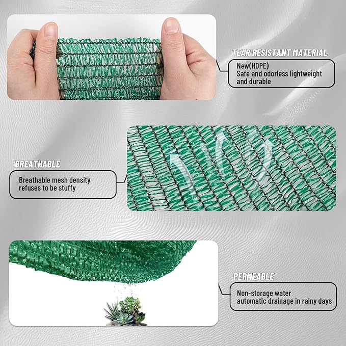 Cool Area 55% Sun Shade Cloth Mesh Tarp with Grommets for Plant Cover 10x14ft Patio Canopy Garden Pergola Greenhouse Car Barn Kennel Dark Green