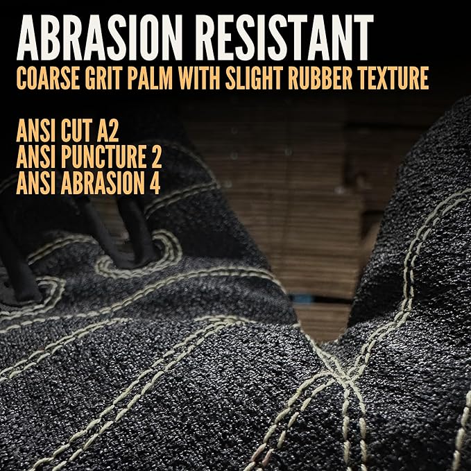 Cestus 6061, Black Work Gloves, Coarse Grit Palm (1,3,10,50 Pairs)