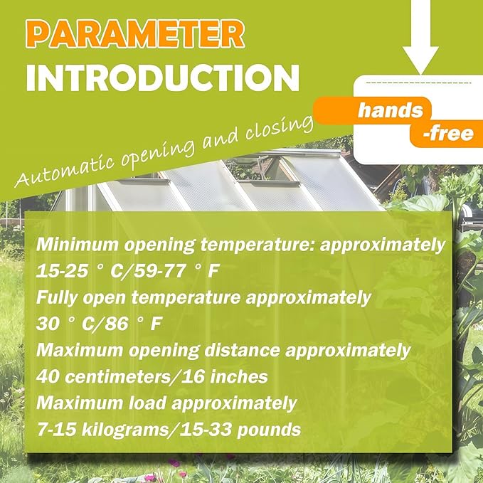 Greenhouse Window Opener Solar Heat Sensitive Powered Roof Vent Kit Automatic Greenhouse Accessories Tool Load Capacity of 15 lbs (Silver Single Spring2PCS)