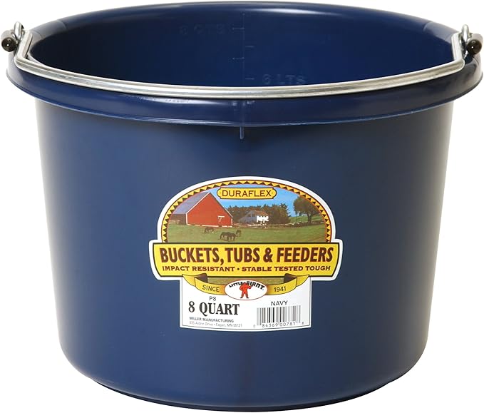 Little Giant P8NAVY Dura Flex Plastic Bucket for Livestock, 8-Quart, Navy Blue