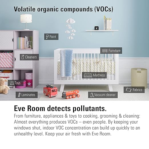 Eve Room - Indoor air Quality Sensor to Monitor air Quality (VOC), Temperature & Humidity, Apple HomeKit Technology, Bluetooth and Thread