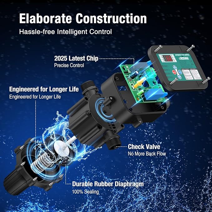 Smart Adjustable Pressure Switch for Well Pump, Automatic Water Pumps Switch, Dry-running Protection for Submersible/Shallow Well/Garden/Jet/Self-priming Pump, Power&Pump Cable Included, NPT1"&G1"