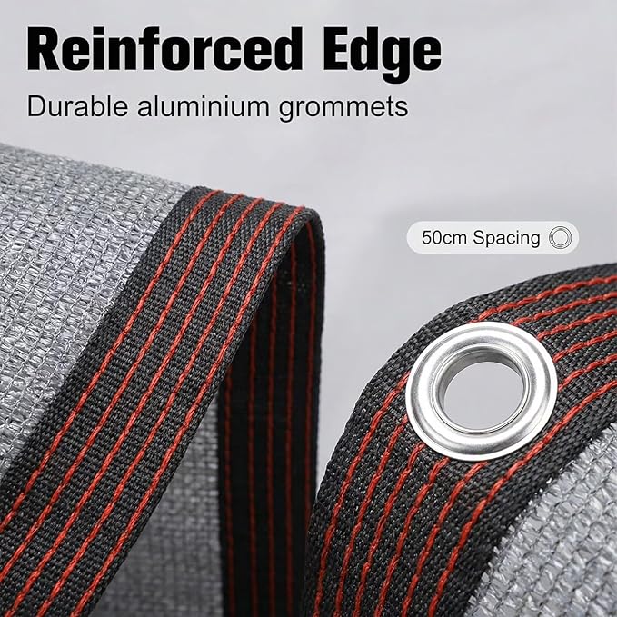 90% Shading Rate 49'x52' Gray Shade Cloth,UV Resistant Durable Mesh Tarp with Grommets&Reinforced Edges, Shade Net Using for Plants Cover, Greenhouse, Dog Kennel, Patio, Chicken House