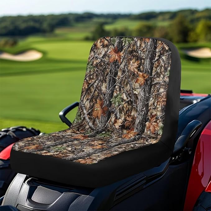 Classic Hunting Riding Lawn Mower Tractor Seat Cover, Wheatherproof Padded Cover Comfort fits Most Lawn Mower Seat Backrest with Storage Pockets