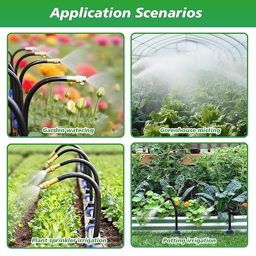 360° Adjustable Drip Irrigation System - Garden Watering System 33FT with 10 Nozzles, Drip Irrigation Kit for Garden, Yard, Lawn, Greenhouse, Plants, 5/16 inch Hose