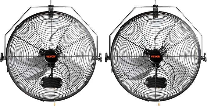 VEVOR 18 Inch Wall Mount Fan, 3-Speed IP44 Waterproof Industrial Fan, Max. 4150 CFM for Outdoor, Commercial, Residential, Greenhouse, Workshop, ETL Listed, 2-Pack