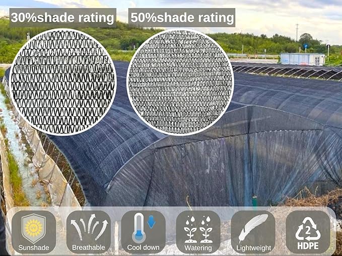 BeGrit 50% Shade Cloth Plant Cover Sunblock Sun Shade Net Sun Mesh with Ties for Garden Flower Plants 10ft x20ft