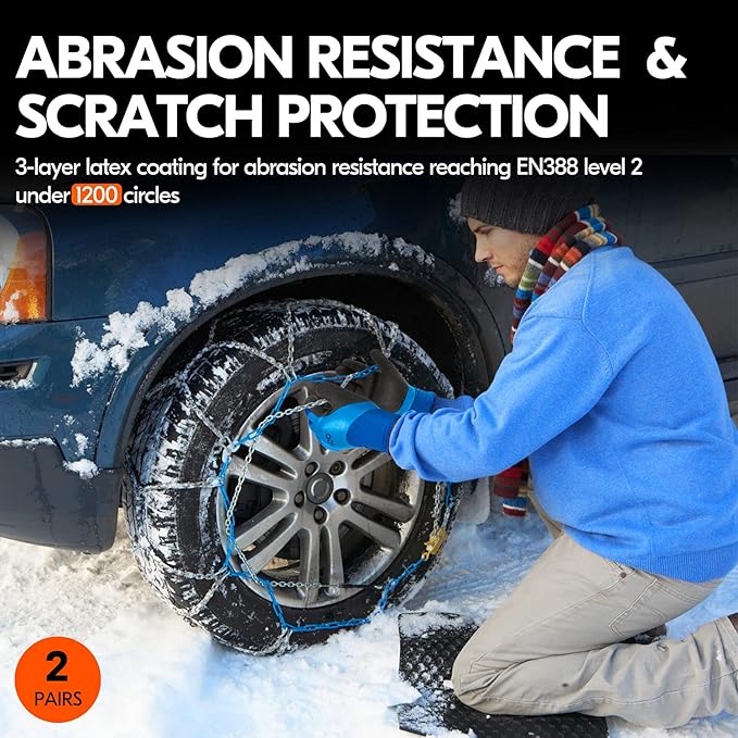 Vgo... 1-Pair 32°F Triple Latex Coating Winter Gloves, Light Duty Work Gloves, Waterproof, Oil Resistance, Abrasion Resistance (Size L, Blue, RB2172F)