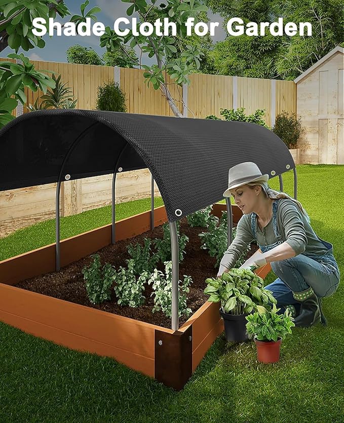 60% Shade Cloth,8x10ft Tear Resistant Sun Shade Net with Reinforced Grommet,Durable Garden Shade Tarp Cover for Greenhouse,Plant Cover, Chicken Coop,Patio and Pergola,Black