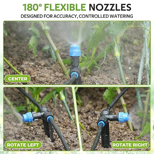 HIRALIY 118FT Greenhouse Misting Drip Irrigation Kit with Water Timer, Quick Connector Design Garden Watering System, Automatic Irrigation System with Tubing, Nozzles for Hanging Plants, Raised Bed