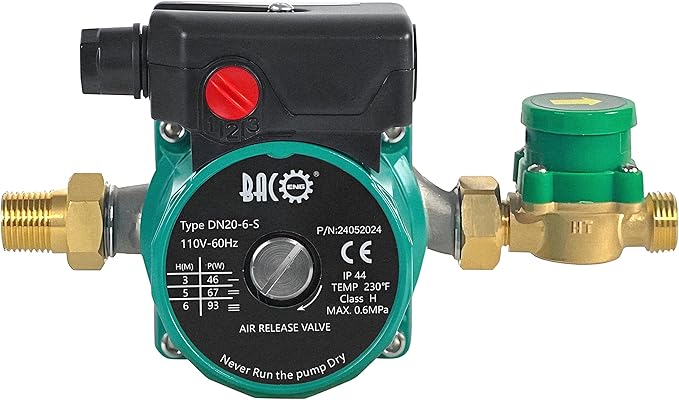 BACOENG 110V Hot Water Recirculating Pump, 3-Speed Switchable 3/4'' Circulation Pump for Water Heater, With US Plug and Flow Switch