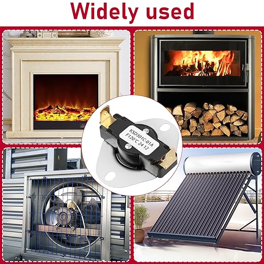 Thermal Switch Thermostat Control, 120°F ON and 105°F Off, Snap Disc Thermostat Switch for Fireplace Blower Fans, Wood Stove Fans,Wall & Floor Furnaces,RV Refrigerator Cooling Fan, Solar Water Heater
