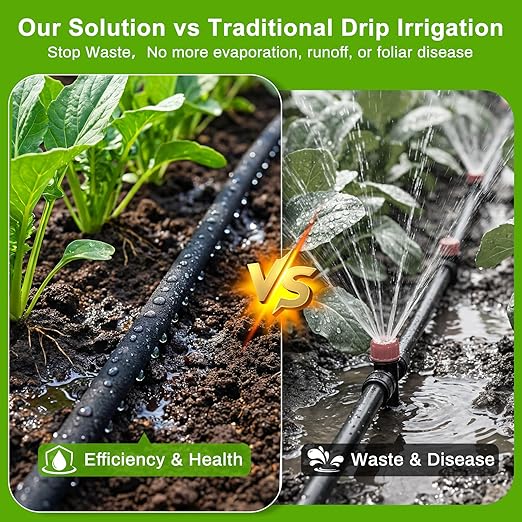 Upgraded 230FT Drip Irrigation System with 1/4" Soaker Hose -Weeping Technology for Deeper Root Watering,Garden Watering System for Raised Beds, Greenhouse, Lawn - Save Water