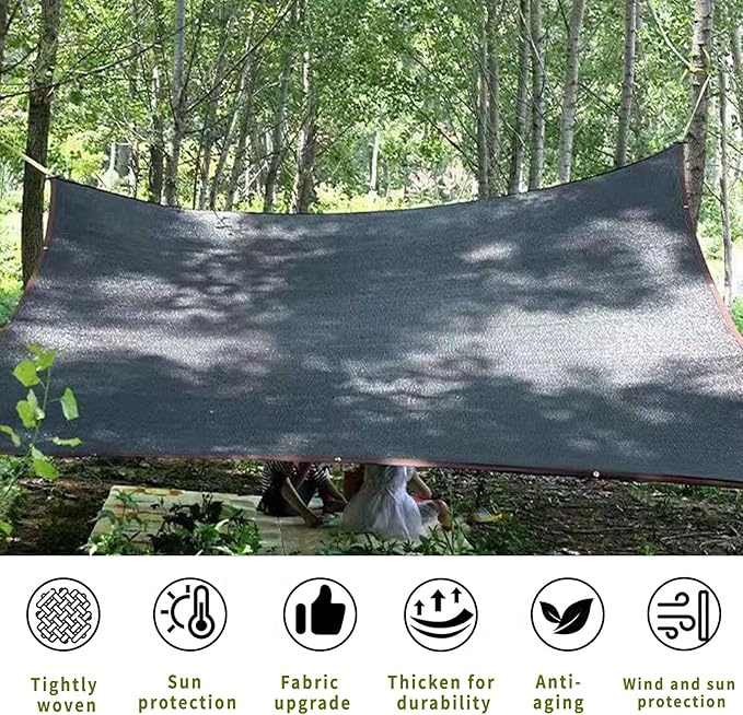 Shade Cloth，70% Garden Sun Shade Cloth Mesh Tarp，10 x 20 FT Black Sun Shade Net, pergola Shade Cover with Grommets，for Outdoor Sun Shade Cover，Plant Cover Patio Canopy ，Greenhouse