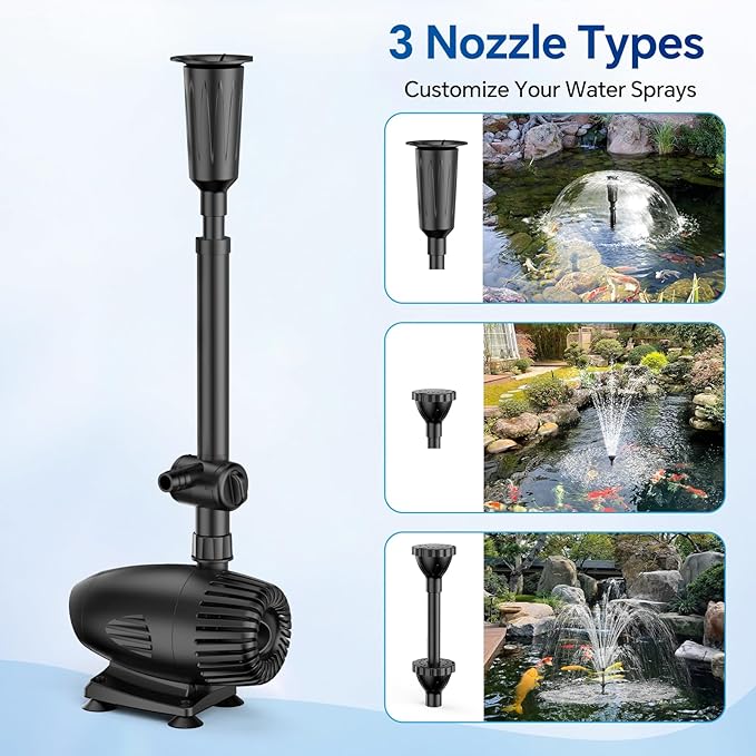 NFESOLAR 55W Solar Fountain Pump, 580GPH Solar Pond Pump with Dry-Run Protection, Foldable Solar Panel, 16.5FT Cord, 10FT Extension Cable, PVC Tubing for Outdoor Ponds, Waterfall, Garden, Hydroponics