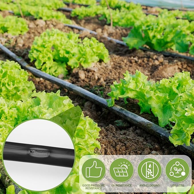 Tondiamo 250 ft 5/8 Inch Drip Tape Irrigation Tubing Kit 16 Mil 6" Spacing Hose Garden Landscape Irrigation System Automatic Equipment for Farms