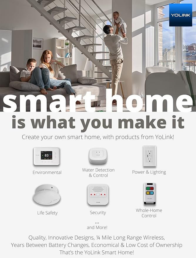 YoLink Smart Thermostat, Now Heat Pump Compatible, Android & iOS App, YoLink Hub or SpeakerHub Required