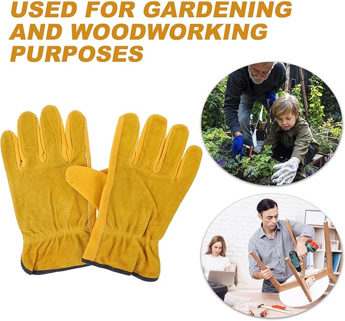 FOMIYES Waterproof Leather Protective Work Gloves for Men and Women Heavy-duty Puncture-resistant Gardening and Carpentry Gloves for Industrial and Outdoor Use