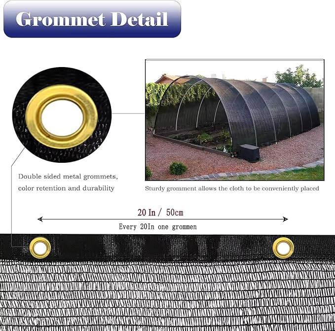 8X10Ft Shade Cloth for Garden, 90% Black Sun Shade Mesh for Plants Heat Protection, Outdoor Sunblock Mesh Tarp for Greenhouse, Plant Cover, Balcony, Gazebo, Deck, Porch, Carport