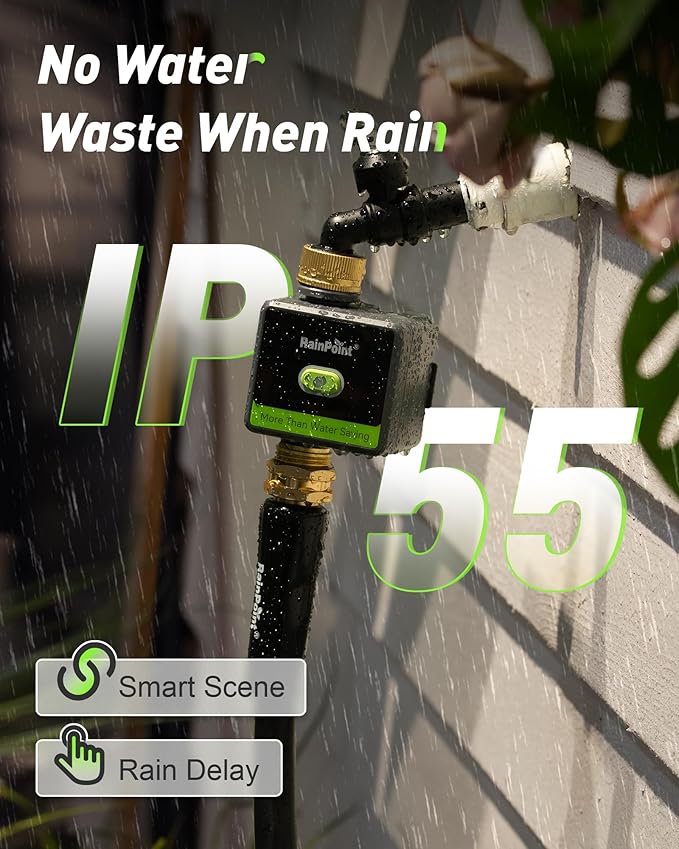RAINPOINT WiFi Water Timer WiFi Sprinkler Timer Smart Irrigation System for Garden Lawn Yard Brass Inlet Outlet Gateway APP Voice Control