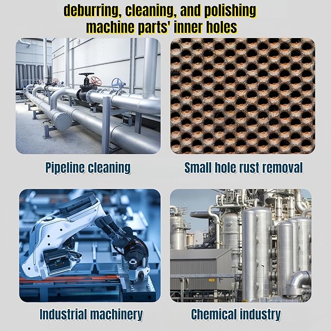 50 in Pipe Cleaning Brush Set with Stainless Steel Bristles, 5X Wire Brush with 4X Galvanized Flexible Rods, Stainless Steel Pipe Brush for Rust Polish,Tubes,Auto Parts Cleaning