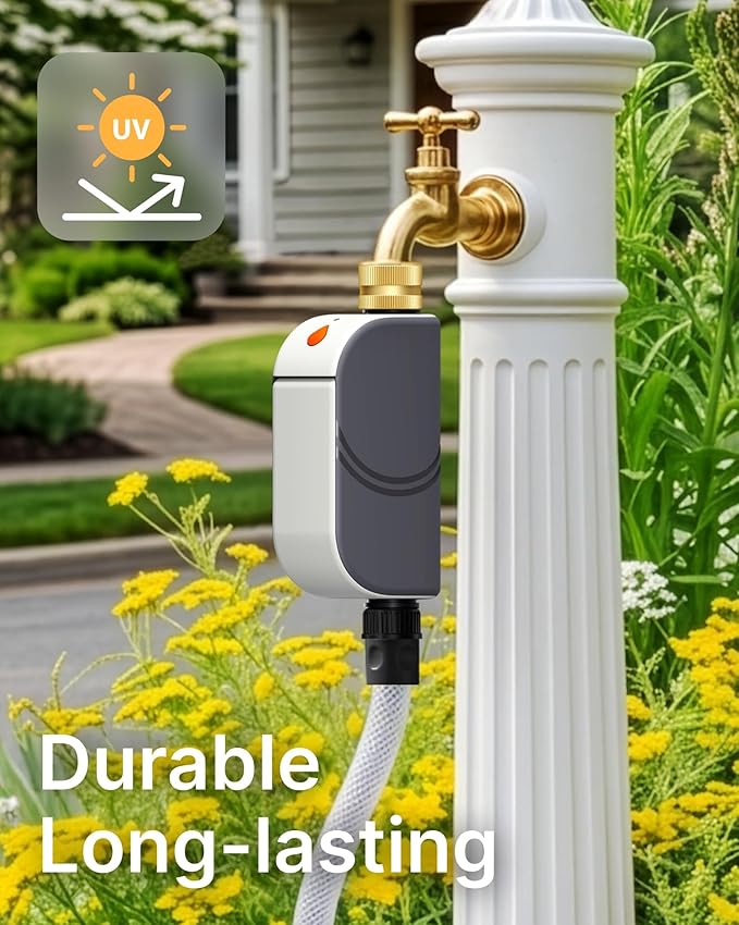 Smart Bluetooth Water Timer for Garden Hose, Heavy-Duty Brass Inlet Water Hose Timer Outdoor, Set & Forget Programmable Irrigation Controller with App, One-Button Manual Watering, IP65 Waterproof