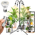 SANSI Grow Lights for Indoor Plants, 4 Head Dimmable Plant Lights for Indoor Growing, 35"-64" Adjustable Tripod LED Grow Light Lamp with Remote Control Auto On/Off Timer 4 Pack of Par20 10W Bulbs