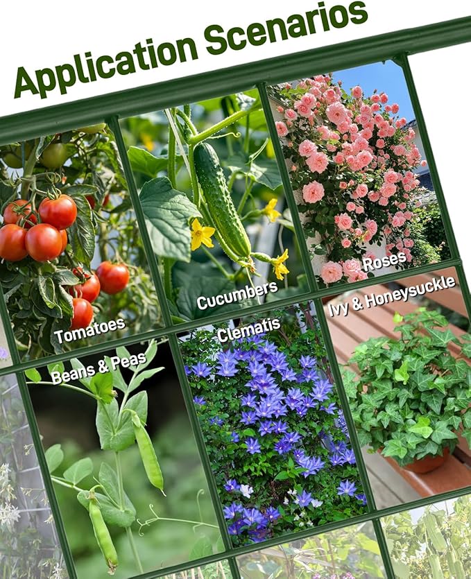60"x16.2" Heavy Duty Steel A-Frame Garden Trellis for Climbing Plants – Rust-Proof Metal Trellis with Hardware Cloth, Perfect for Raised Beds,Cucumbers,Tomatoes & Outdoor Vines (Green)