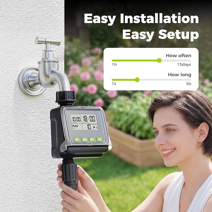 Sprinkler Timer- Hose Timer for Garden Hose, Programmable Watering Timer with Rain Delay, Outdoor Automatic & Manual Drip Irrigation Controller System for Lawn Yard Greenhouse
