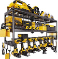 Heavy Duty Power Tool Organizer for Wall Mount Garage Storage – 320 lbs Capacity, 3-Tier Iron Wire Rack with 8 Drill Slots, Shelf for Battery Charging Station – Gift for Dad Handyman
