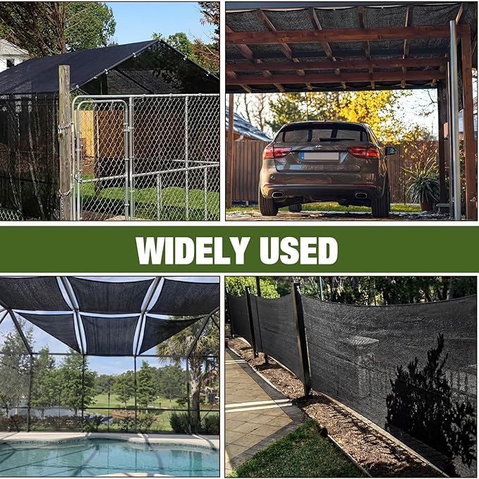 95% 6ft x 100ft Bulk Eyelets Shade Cloth Roll Sunblock Shade UV Resistant Net Windscreen Cover Fabric Roll for Garden Greenhouse Flower Plant Patio Kennel Canopy(Black)