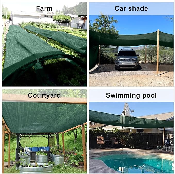 LOVE STORY 6x8FT 40% Dark Green Shade Cloth Sun Shade Net with Grommets Sunblock Net Mesh Tarp for Garden,Plants Cover,Greenhouse and Patio