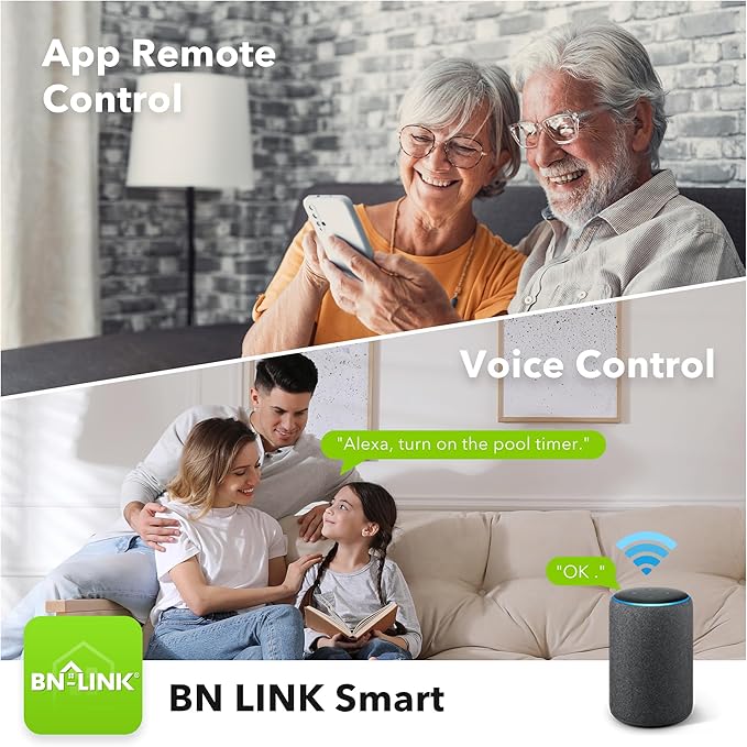 BN-LINK Pool Pump Timer, Outdoor Indoor Smart Wi-Fi Timer Box, 2HP 40A Max, 120, 240, 277 VAC, for Pool Pump, Water Heater, Fans, SPA, APP Remote Control, Compatible with Alexa, Google Assistant