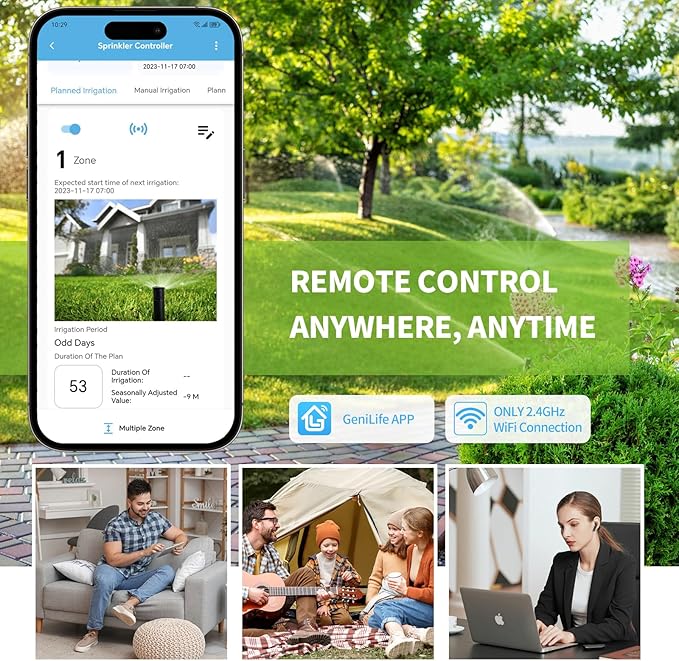 8 Zones WiFi Smart Sprinkler Controller, Briidea Automatic Irrigation Controllers with Customized Watering Schedule & Seasonal Adjustment, Water Efficiently and Keep Your Plants Healthy, MK-117