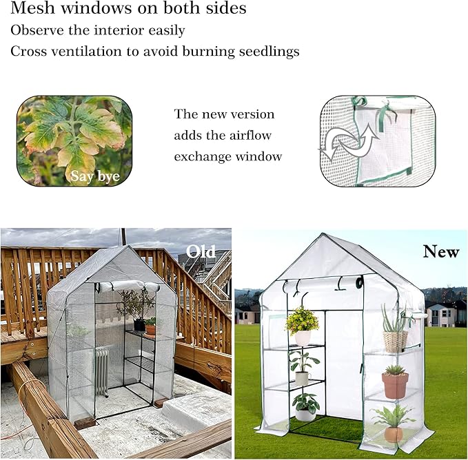 Mini Greenhouse,Greenhouses for Outdoors,Portable Walk in Green House for Garden Plants that Need Frost Protection and Away from Pests, Animals(56"x30"x76")-White