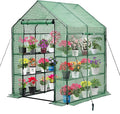 Purlyu Walk-in Greenhouse for Outdoors, Thickened PE Cover & Heavy Duty Powder-Coated Steel, Mesh Door & Screen Windows, 14 Sturdy Shelves 4.7x4.7x6.4 FT, (GHW002G)