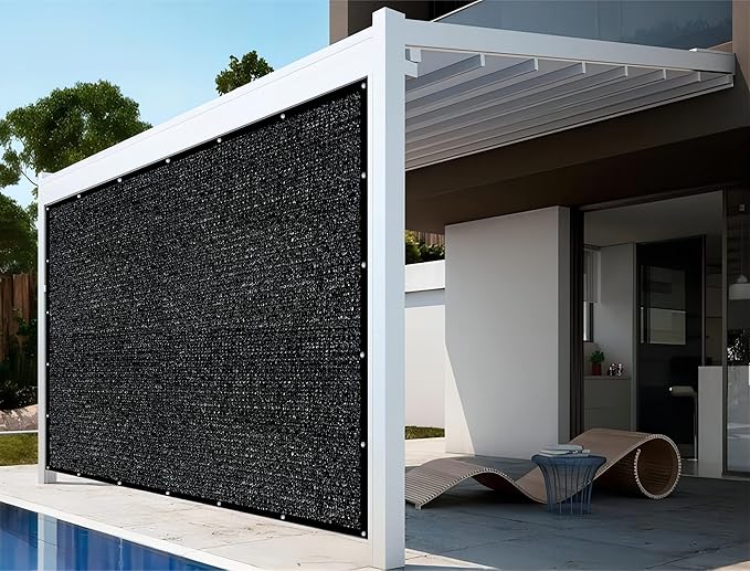 Shatex Privacy Screen Sun Shades Outdoor 10x12ft Taped Edge with Grommets Sun-Block Mesh Shade for Pergola,Awning,Patio,Window Cover, Black