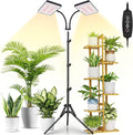 LBW Latest Grow Light for Indoor Plants, 428 LED Dual-Head Full Spectrum Standing Plant Light, Floor Grow Lamp with 3/6/12H Timer, 6 Brightness Levels, 3 Switch Modes, 75" Adjustable Tripod Stand