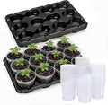 homenote 4 Inch Seed Starting Trays with Clear Nursery Pots, 5-Pack 12-Cell Seedling Starter Trays & 4" Nursery Pots 60 Pcs with Drainage, Plant Starter Germination Trays for Indoor Outdoor Growing