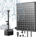 Biling 25W Solar Fountain Pump, 410GPH Submersible Solar Pond Pump with Filtration and Dry Run Protection, 4.9ft Lift, 17ft Cord, 4 Nozzles, 6.7ft Tubing for Pond Fountain, Outdoor Water Features