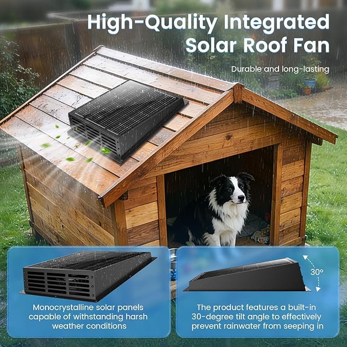 25W Solar Powered Fan, 2500RPM High CFM Roof Solar Exhaust Fan, IP67 Waterproof Solar Fan, Solar Powered Attic Fan, Solar Exhaust Fan for Home Attic, Shed, Greenhouse, Chicken Coop, Dog House