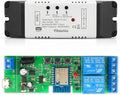 2 Channel Tuya Smart Life WiFi Momentary Inching Self-Locking Interlock Relay Switch Module,DC 7-32V Wireless Remote Control with RF Bluetooth, Compatible with Alexa Goolge Home (2CH)