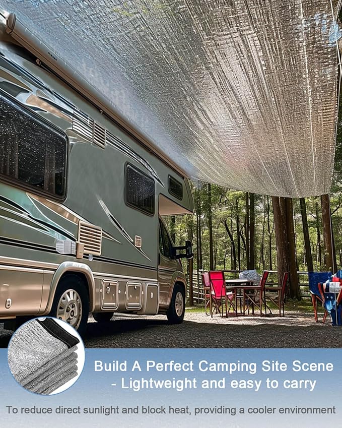 vensovo 50% Aluminum Shade Cloth - Reflective Aluminium Shade Netting Sun Shade Cover with Grommets for Cars, Dogs, Outdoor, RV, Patio (6x10FT)