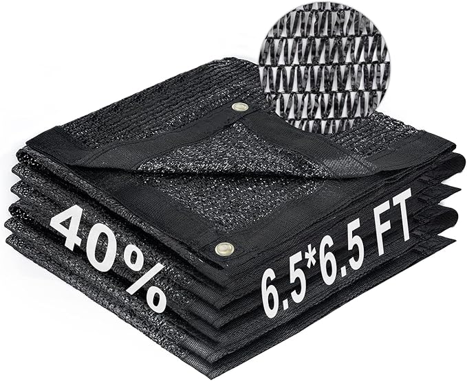 LOVE STORY 6.5x6.5FT 40% Black Shade Cloth Sun Shade Net with Grommets Sunblock Net Mesh Tarp for Garden,Plants Cover,Greenhouse and Patio