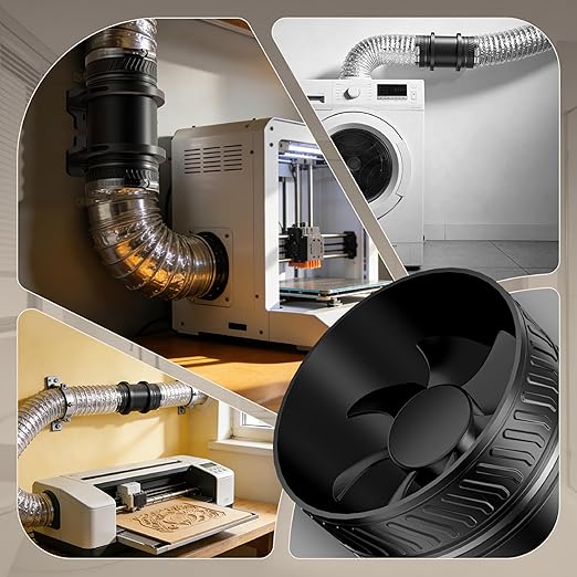 4 Inch Inline Duct Fan Kit with Speed Controller, Quiet DC-Motor Ventilation Exhaust Fan for Heating Cooling Booster, Grow Tents, Hydroponics Comes with Base Cord Screw