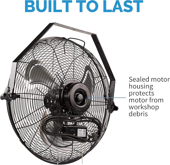 NewAir WindPro18W Wall Mount Fan | High-Velocity Industrial, Shop or Garage Fan | 3 Speed Settings | 3000 CFM | Black
