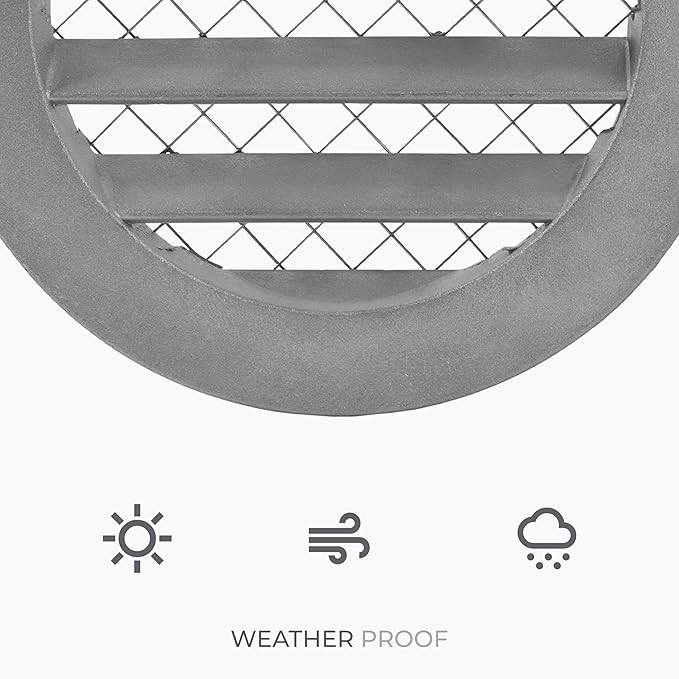 4"" Inch Round Aluminum Industrial Vent - Air Vent Louver - Soffit Grille Cover - Built-in Aluminum Screen - HVAC Ventilation, Uncoated