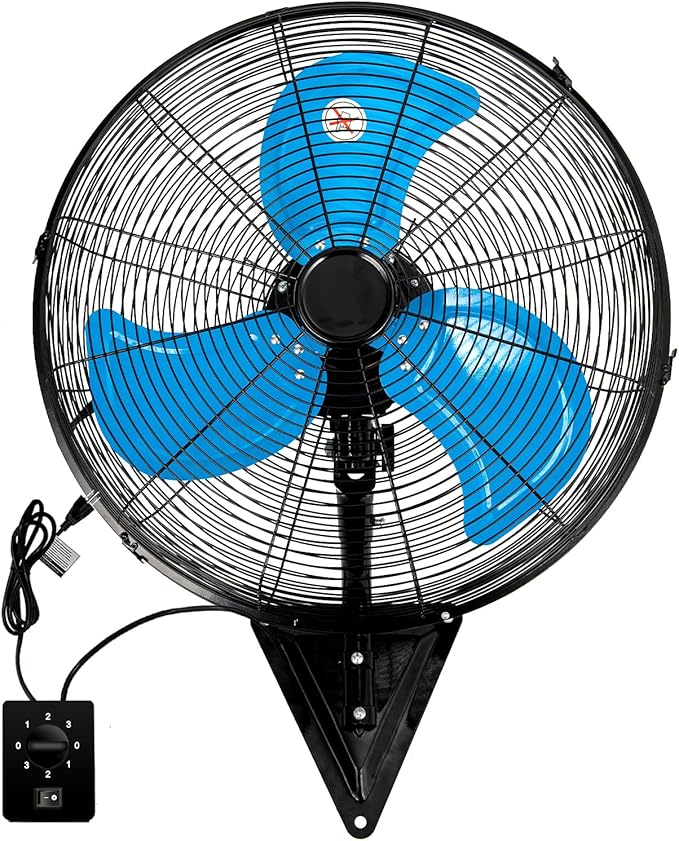 20" Wall Mount Fan, 7100CFM Heavy Duty Wall Fan with 3-Speed & Adjustable Tilt, High Velocity Industrial Oscillating Fans for Garage, Factory, Patio, Indoor, Porch, Shop & Commercial Use - ETL Listed